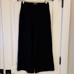 Max Studio Black Wide-Leg crop Pants with darling white stitch